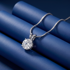 Collier pendentif solitaire en diamant cultivé en laboratoire, coupe ronde, quatre griffes, classique, minimaliste, élégant, cadeau pour femme, bijoux - Product Image 2