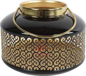 Lanterne à bougie en métal faite à la main, finition or et émail, porte-bougie hurricane - Product Image 6