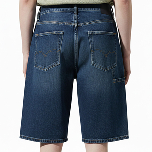 Pantalones Cortos de Mezclilla Sólidos con Logotipo Bordado Personalizado, Estilo Casual, Largos, para Hombre, Transpirables, Azul Deslavado, 100% Algodón - Product Image 2