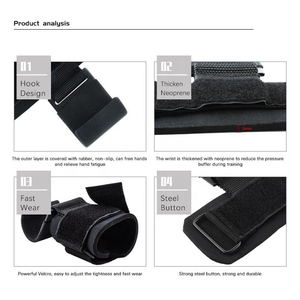 Coated Steel Weightlifting Hooks Neoprene Padded Wrist Support Gym Lifting Hooks for Fitness Workout & Deadlift - Product Image 4