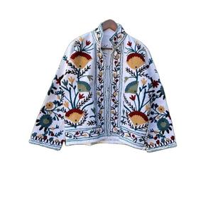 <b>White</b> Suzani Embroidery Velvet Fabric <b>Jacket</b> <b>Jacket</b> for Womens Indian Outfits Available at Wholesale Price For Export - Product Image 6