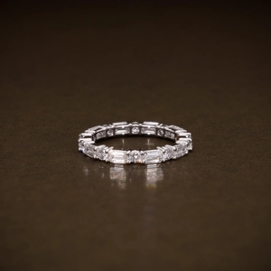 Anillos de Eternidad de Plata 925 y Oro 14K con Moissanita, Venta al por Mayor, D VVS, Joyería Personalizada Cultivada en Laboratorio, Fabricante de India, OEM - Product Image 1