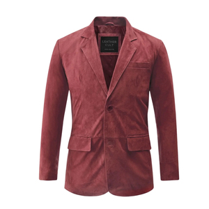 Chaqueta Blazer de Gamuza Borgoña para Hombre, Estilo Casual Elegante, Corte Entallado, Un Solo Botón, Marca Leather Cult - Product Image 6