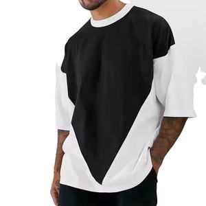 เสื้อยืดผ้าฝ้ายขนาดใหญ่สุดหรูสำหรับผู้ชายเสื้อผ้าแนวสตรีทแวร์ผ้าถักไหล่ตกและมีน้ำหนักมาก - Product Image 1