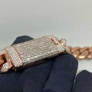 Chaîne cubaine de luxe en moissanite taille brillant 20 mm, en argent sterling 925 massif plaqué or rose, style hip-hop glacé, collier unisexe 16-28 - Product Image 5