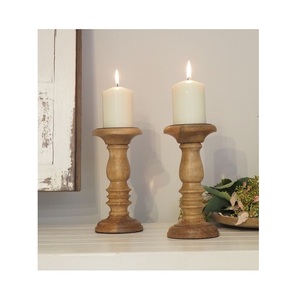 Carved Timber Candle Stand Decorative <b>Rustic</b> Accent for Dining <b>Table</b> Living Room Bedroom <b>Console</b> Mantel Shelf and Festive Gather - Product Image 4