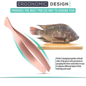 Pince à épiler professionnelle pour cuisine, pince à épiler pour os de poisson, en acier inoxydable, couleur cuivre, pour retirer les arêtes de poisson - Product Image 3