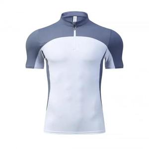 T-shirt décontracté à manches courtes pour homme, col rond, rayé, color-block, respirant, séchage rapide, coupe classique, en polyester tricoté, longueur standard - Product Image 2