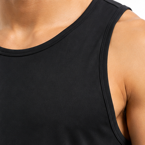 Men's <b>Black</b> Solid O-Neck Tank Top Breathable <b>Knitted</b> Casual Sleeveless Polyester Material High Quality <b>vest</b> with custom logo - Product Image 5