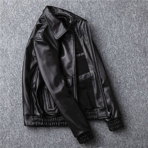 High Quality Real <b>Leather</b> Mens Sheepskin Flight <b>Jacket</b> Genuine <b>Leather</b> <b>Biker</b> <b>Jacket</b> Warm Winter High Street Breathable - Product Image 4