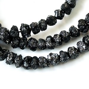 Cuentas de Diamante Negro Natural, Cuentas de Diamante Negro Sin Cortar de 5MM-6MM, Cuentas de Diamante en Bruto, Cuentas de Diamante Redondeadas para Joyería M - Product Image 5