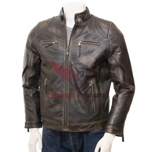 Chaqueta de Cuero Marrón Auténtico para Hombre, Corte Ajustado, Estilo Motero, Cafe Racer, de Piel Vacuna, con Hombreras Acolchadas, Personalizada, Clásica, Vintage - Product Image 2