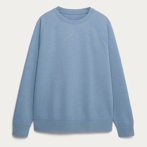 เสื้อสเวตเชิ้ตคอกลมแขนราแกลนสีฟ้าอ่อนแบบยูนิเซ็กซ์ ทรงโอเวอร์ไซส์ สวมใส่สบายๆ สำหรับฤดูใบไม้ร่วง ผลิตจากผ้าฝ้าย 100% แบบเฟรนช์เทอร์รี่ถัก - Product Image 1