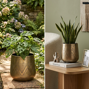 Jardinière en fer robuste pour jardin extérieur - Grand pot à fleurs en métal avec revêtement résistant à la rouille - Product Image 3