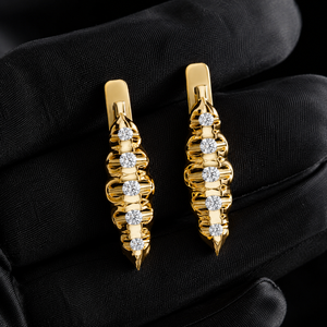18K Yellow Gold Rhodium Plated Huggie <b>Earrings</b> Lab Grown Diamond Round Cut <b>Hoop</b> <b>Earrings</b> DEF VVS Wedding Fine Jewelry for Women - Product Image 1
