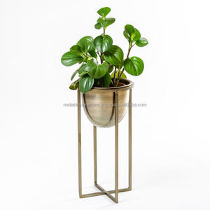 S/2 métal or Antique grands supports intérieur extérieur décoration de la maison Vase de sol plateaux de service Pot de jardinière - Product Image 3