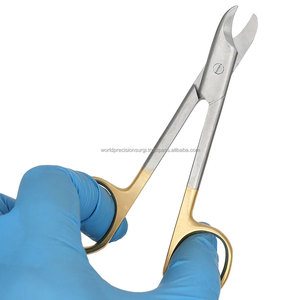 Ciseaux chirurgicaux dentaires de précision mondiale, à pointe droite et courbée, manche doré, en acier inoxydable, pour laboratoire orthodontique - Product Image 2