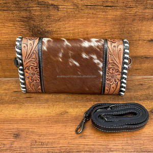 Cartera tallada a mano, funda de teléfono de embrague, elegante, multiusos, carteras de cuero de piel de vaca, Cartera de Color turquesa para mujer - Product Image 4