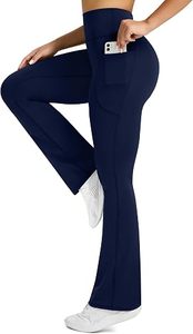 Leggings de yoga extensibles pour femmes, taille haute, coupe évasée, pantalon de fitness avec poches - Product Image 6