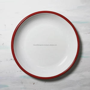 Platos de metal esmaltados con borde amarillo para servir comida y aperitivos, platos y vajilla para restaurantes, fabricante personalizado, mayorista - Product Image 4