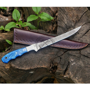 Couteau de pêche à la ligne tendance, en acier Damas fait main, haute dureté, extra tranchant, lame de 8 pouces, couteau de chef de cuisine personnalisé - Product Image 1