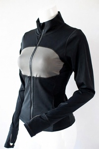 Women's Color Blocked Long Sleeve Yoga Jacket With Zipper <b>Mock</b> <b>Neck</b> Active Stretch Spandex Polyester Fit Regular Full Sleeve - Product Image 4