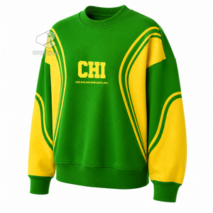 Sweat-shirt à col rond à manches longues pour femme, couleur vert-jaune, avec empiècements, de la sororité Chi Eta Phi, avec emblèmes grecs - Product Image 2