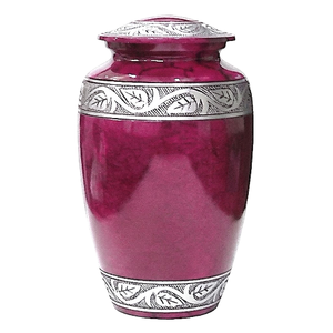 Urnes funéraires en aluminium pour adultes avec bande gravée, finition argentée et violette, pour cendres humaines. - Product Image 4