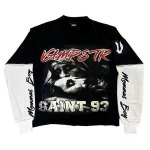 T-shirt à manches courtes en coton 100% respirant avec impression numérique artistique, design encre en relief, streetwear décontracté - Product Image 4