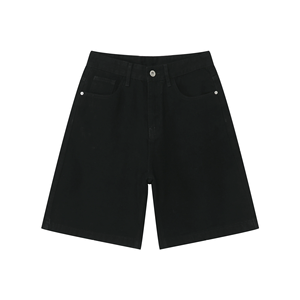 Nouveaux shorts en jean vintage respirants pour hommes, coupe droite, taille mi-haute, tricotés, décontractés et amples pour l'été - Product Image 5