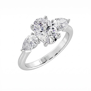 Klassischer Stil 1 Karat Ovaler Ternater Labor-Gezüchteter Verlobungsring für Damen 925 Silber Sterling Minimalistischer Edler Schmuck - Product Image 1