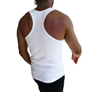 Camiseta sin mangas de punto acanalado blanca para hombre, cuello redondo, color liso, estilo casual - Product Image 2