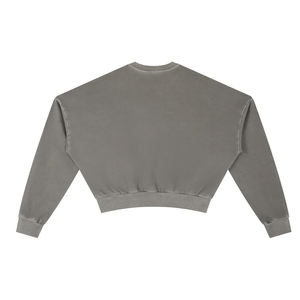 T-shirt femme personnalisé en coton 380 g/m² 100 % coton, coupe oversize, effet délavé vintage, en tissu éponge, avec imprimé, style crop top, manches longues - Product Image 2