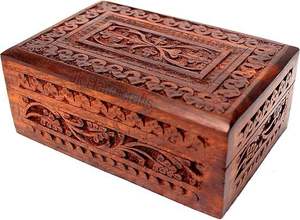 Boîte de rangement à bijoux rectangulaire en bois écologique pour femmes, sculptée à la main, design moderne, organiseur de bijoux pour coiffeuse et chambre à coucher - Product Image 5