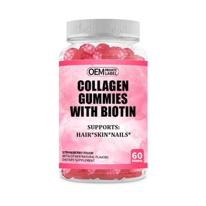 Private Label Kollagen gummis Hilft beim Aufhellen der Haut Fördern Sie das Haar-und Nagel wachstum Strawberry Gummies - Product Image 1
