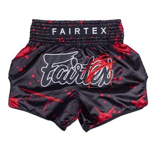 Shorts de Muay Thai Fairtex Noir Rouge Imprimé Éclaboussures Unisexe Vêtements d'Arts Martiaux Mixtes Coupe Classique Respirant Durable Polyester Flamme - Product Image 1