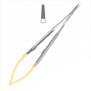 Porte-aiguille Castroviejo TC Forceps 9 cm droit, instrument microchirurgical très demandé, en acier inoxydable allemand, pour chirurgie. - Product Image 1