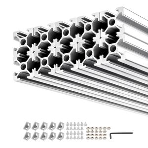 Profilo in Alluminio Estruso 2020, 10 Pezzi, 48 Pollici (1220mm), Binario Lineare a T, Standard Europeo, Anodizzato, Alta Resistenza, Modello Piatto - Product Image 1