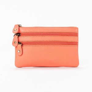 Unisex Genuine Cowhide Leather <b>Card</b> <b>Holder</b> <b>Wallet</b> with Malty Color Zipper Closure and Patchwork Design - Product Image 5