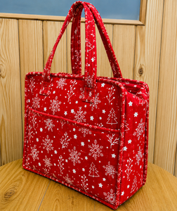 Bolso tote de algodón acolchado navideño, bolso de viaje festivo con funda para trolley, bolso de mano festivo para compras, proveedor mayorista - Product Image 1