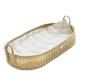 Cesta portátil de mimbre para cambiar pañales, cesta de mimbre natural para cambiar pañales de bebé, organizador de pañales, bandeja, artículo de mobiliario. - Product Image 3