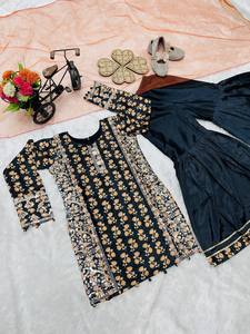 Ensemble Sharara ethnique pour filles avec imprimé et dupatta – Tenue de fête traditionnelle pour enfants - Product Image 2