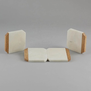 Juego de Posavasos Cuadrados de Madera y Mármol, Hechos a Mano, Resistentes al Calor, para Mesa de Centro, Decoración del Hogar - Product Image 1