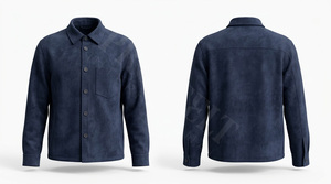 Chemise boutonnée en faux daim avec logo personnalisé de haute qualité à 100 %, manches longues, vêtements décontractés, chemises habillées élégantes pour hommes - Product Image 2