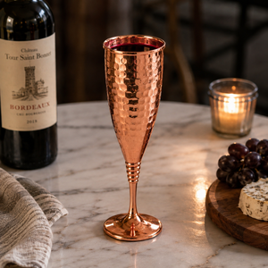 Flûte à champagne en cuivre martelé, verre à vin sur pied, verrerie métallique de luxe pour bar, idéal pour mariage, fête, restaurant, maison - Product Image 5
