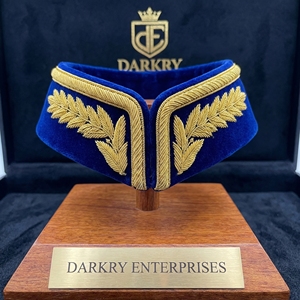 บริการผลิตเครื่องแต่งกายตามสั่งทำจากผ้าสีทองแท่งปักลายปกสีน้ำเงินเข้มและข้าวสาลี - Product Image 3