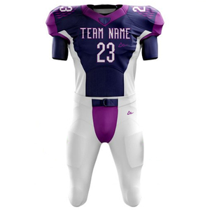 American Football Jersey <b>Men's</b> Sublimated 23 Team Name Purple <b>White</b> V-Neck Short Sleeve Fitted Uniform Elastic Waist <b>Pants</b> - Product Image 3
