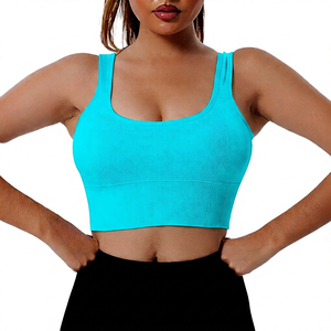 Women's Solid Color Sports <b>Bra</b> Ribbed Crop Top High Support Fitness - Product Image 6
