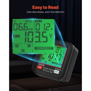 Tester GFCI Elettrico con Display LCD, Rilevatore di Prese per 7 Tipi Comuni di Guasti alla Cablaggio, Tester per Trasformatori - Product Image 2