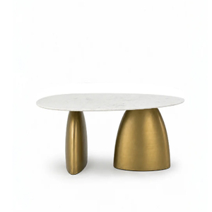 Modern Dining Tables With <b>Marble</b> <b>Top</b>, Luxury Dining Table Space Saving Oval Shape Dining Table Metal Base Dining Table - Product Image 1